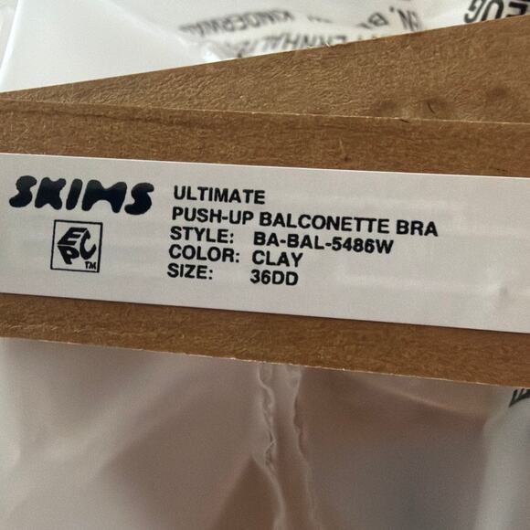 Skims Ultimate Push-Up Bra Balconette Smoothing Size 36DD Clay New With Tags - Picture 5 of 5
